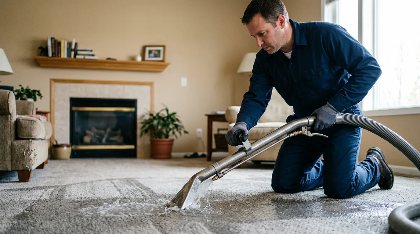 Water damage restoration technician working near Halifax, VA